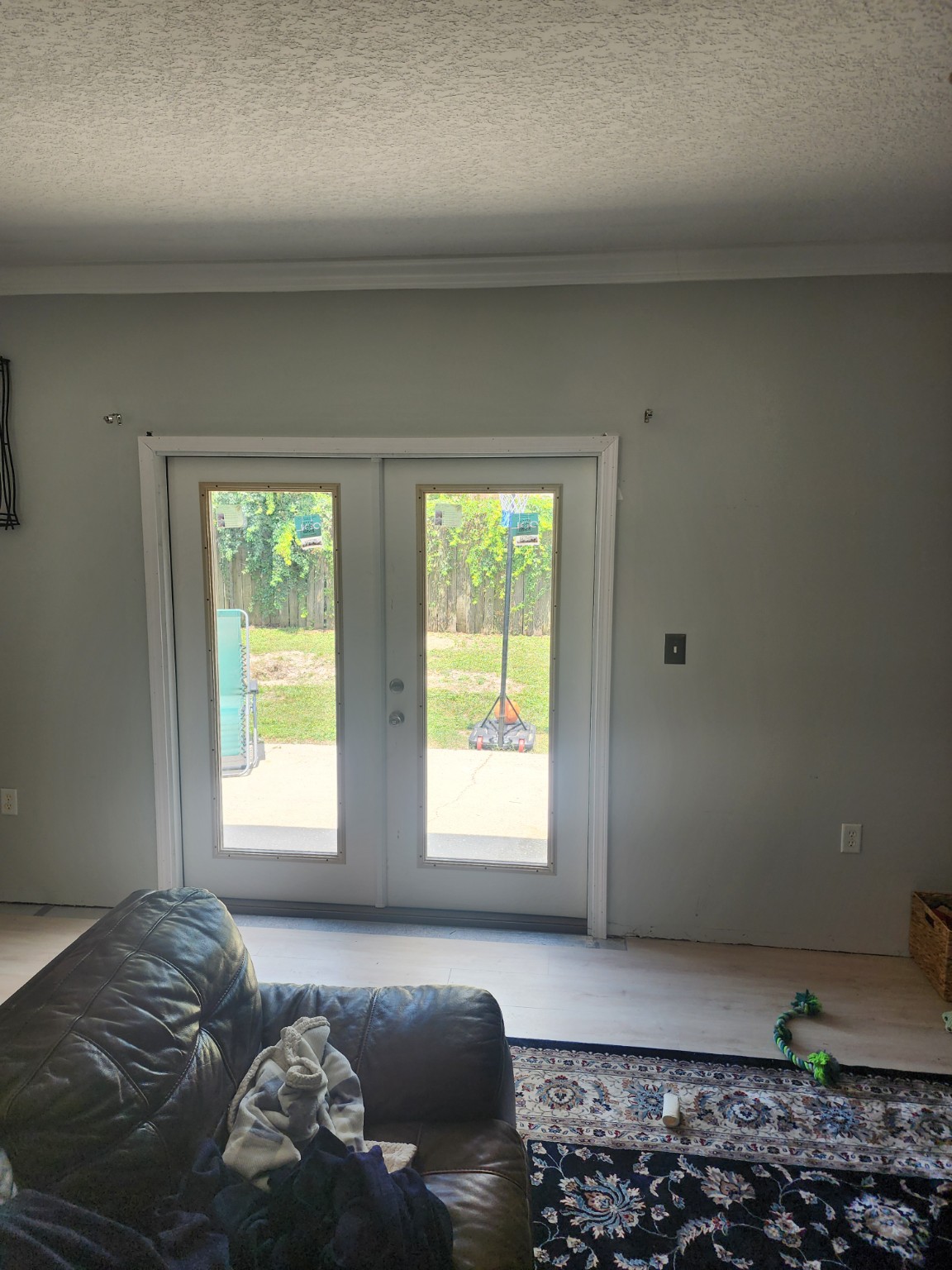 White French door installation